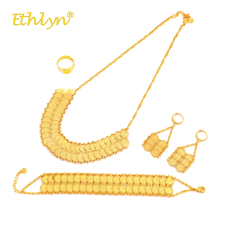 Женский комплект ювелирных изделий Ethlyn ожерелье с двойной монеткой большие