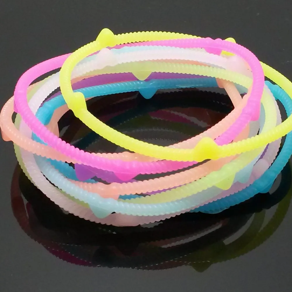 Светящийся силиконовый Rrubber кольцо браслет на руку волос резинка DIY Шарм WB117