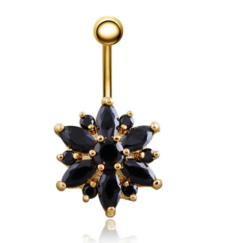 PINKSEE снежинка кристаллы кубический циркон штанга для пупка колокольчик кольцо