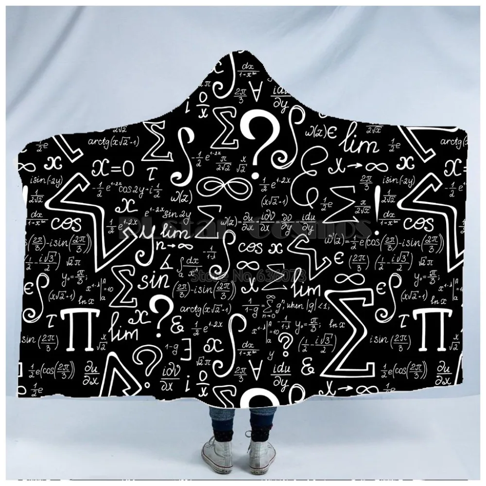 Plstar Cosmos Math science for boy Graphic funny Hooded Blanket 3D full print Wearable Adults men women style5 | Дом и сад