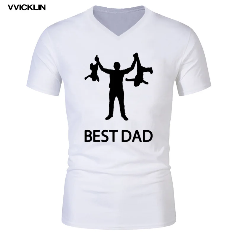 

Best Dad Funny Print T Shirt Men's Summer Clothing Print Cotton V-Neck Short Sleeve Father Day T-Shirts Gift Tees Plus Size Tops
