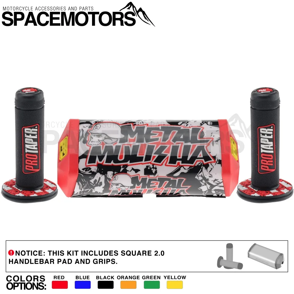 ProTaper металлический Mulisha fat руль 1-1/" 28 мм с захватами и квадратной 2,0 накладкой для мотоцикла MX Мотокросс Dirt Pit Bike питбайк