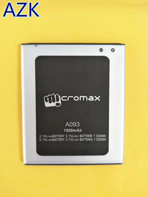 AZK новый аккумулятор A093 Для Micromax Аккумулятор 3 7 в 1900 мАч Высококачественный