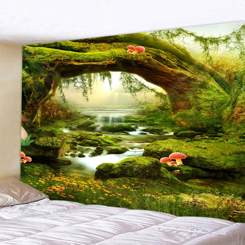 Настенный 3D гобелен с водопадом в стиле бохо для спальни 3 размера|Гобелен| |