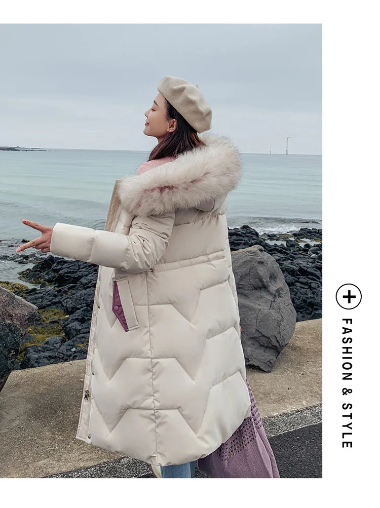 long Parka Down parka women Large collar down jacket medium length knee length jacket and thick jacket 922