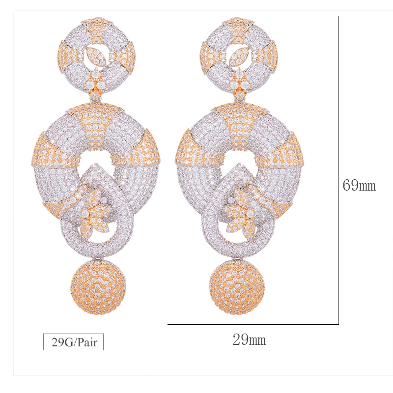 

missvikki Luxury Dubai American Big Dangle Earrings For Bridal Women Wedding Engagement Jewelry Gift Cubic Zirconia 3 Colors