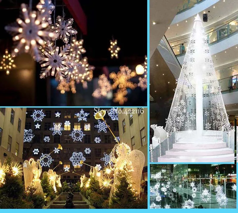 Рождественская светодиодная гирлянда в виде снежинок 9 цветов 10 м 80