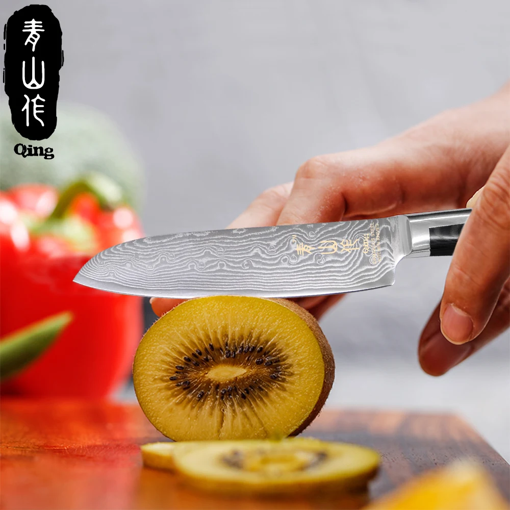 5 дюймовый нож Santoku Qing кухонные ножи подарок 67 слоев VG10 демпфер стальной новый