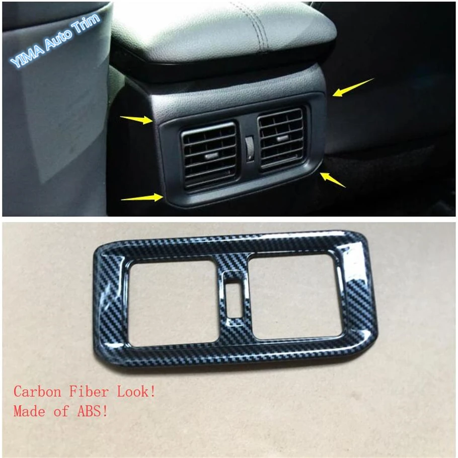 

Car Styling Armrest Box Rear Air Conditioning AC Vent Outlet Cover Trim Carbon Fiber ABS For TOYOTA RAV4 RAV 4 2019 2020 2021