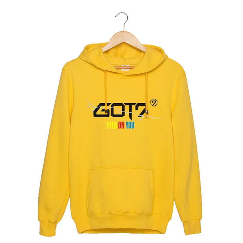 KPOP/Корейская мода GOT7 новые хлопковые толстовки с капюшоном и надписью глаза на