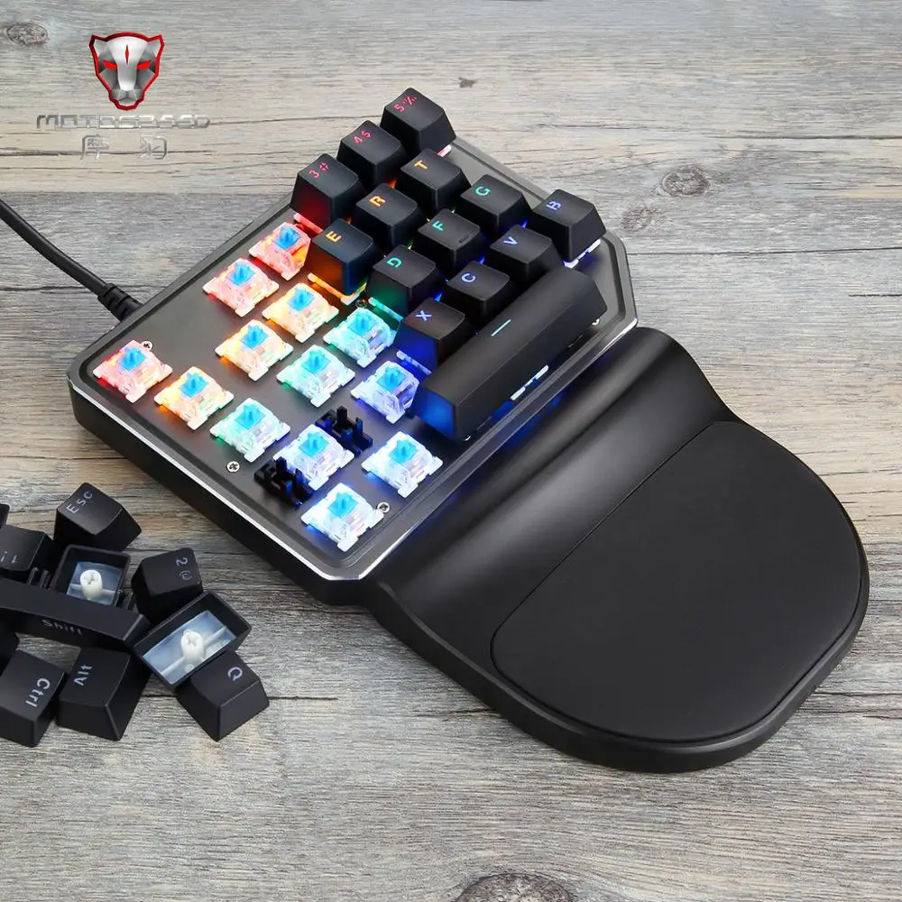 

Motospeed Mechanical keyboard K27 27 Keys Single Hand Backlight Gaming Keyboard Mouse Set mobile game controller PUBG