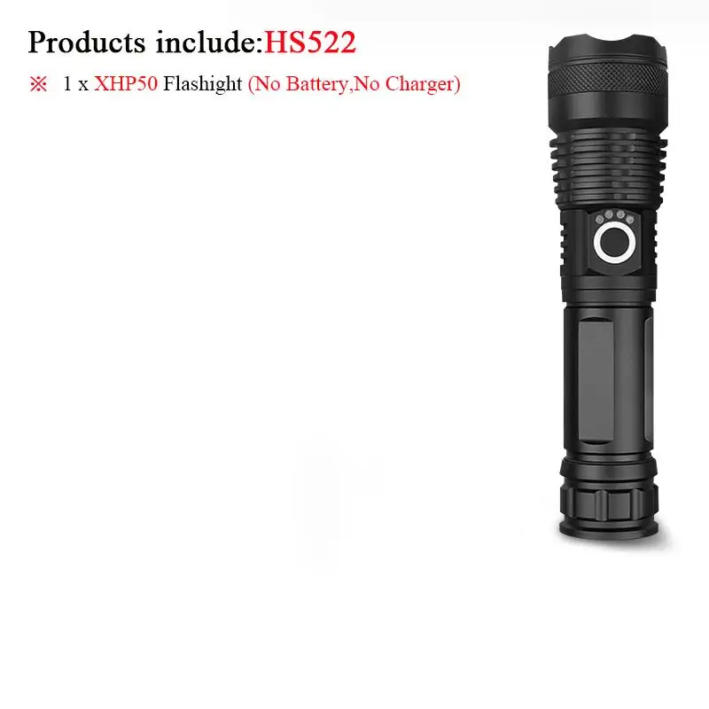 HS522A1 Фонарь-фонарик XHP70 светодиодный перезаряжаемый зум XHP70.2 XHP50 usb мощный светодиодный фонарик 18650 26650 фонарь - Испускаемый цвет: HS522A1
