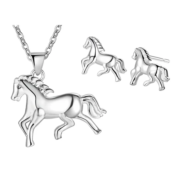 925 Sterling Silver European and American women necklace simple fashion creative animals Horse Necklace 017 | Украшения и