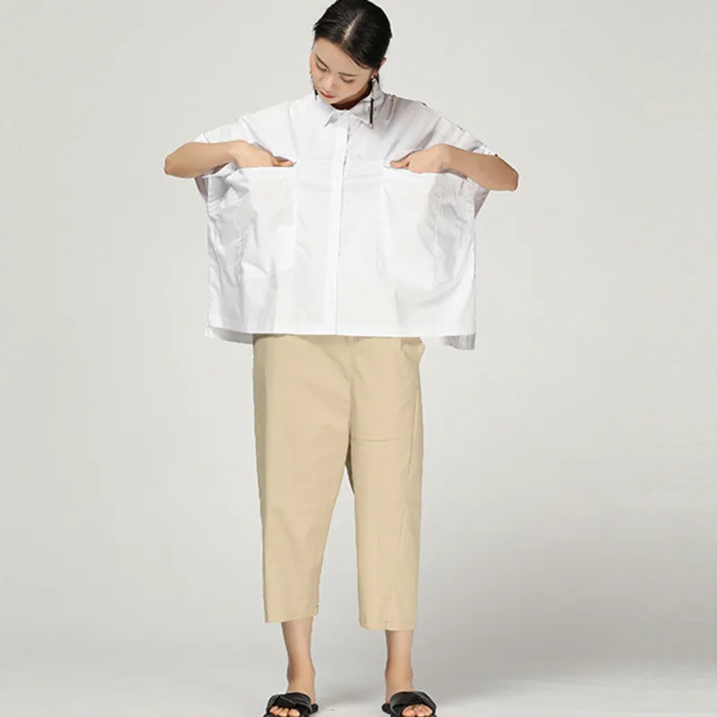 Женская блузка LANMREM с отложным воротником и рукавами летучая мышь 2019 | одежда