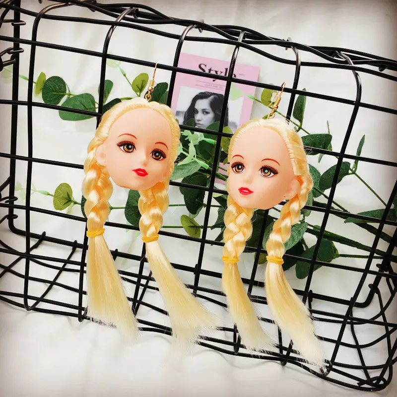Long hair Оригинальные крутые милые преувеличенные кукольные серьги для женщин и девочек, модные забавные трендовые длинные серьги, Женские Ювелирные изделия Brincos - Окраска металла: Long hair