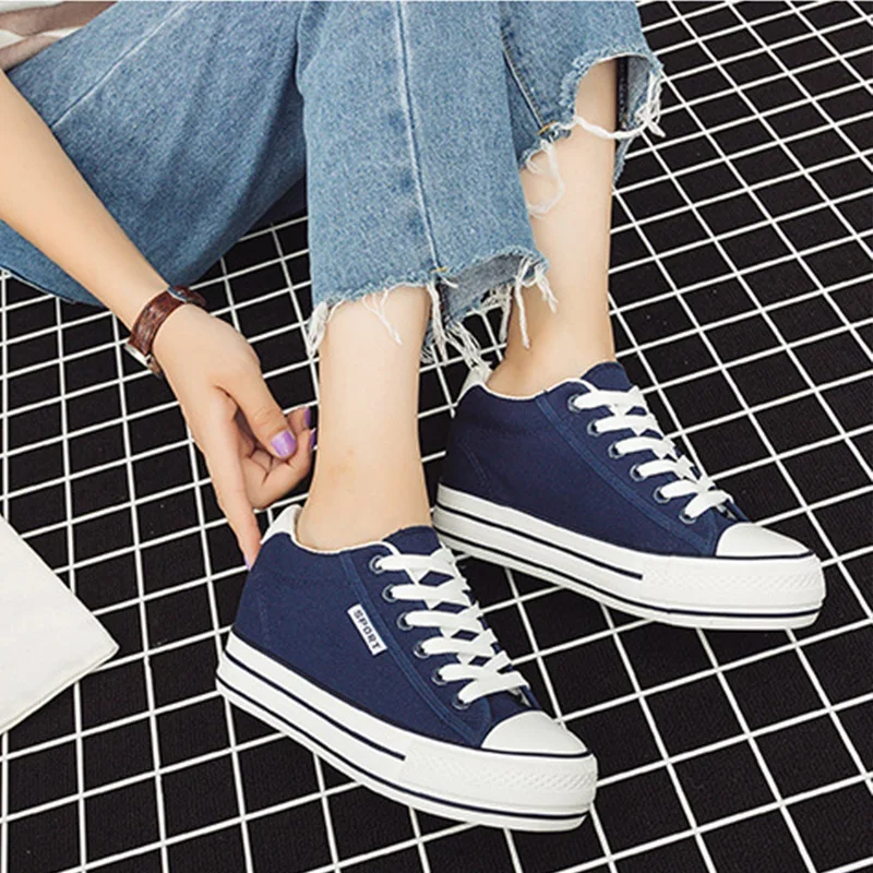 Для женщин Белые парусиновые туфли на платформе Confort Высокая Увеличение толстая