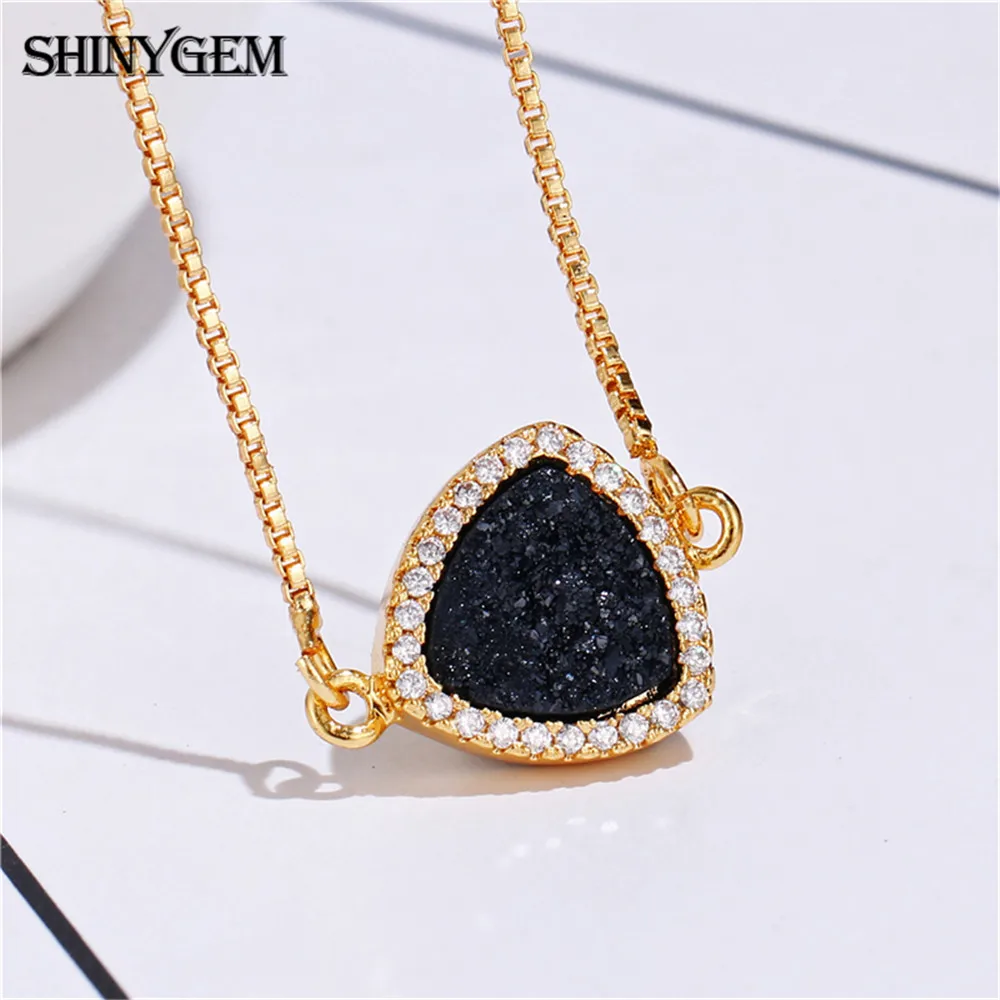 Ожерелья с кристаллами ShinyGem Inverted маленький изящный кулон из чистого золота