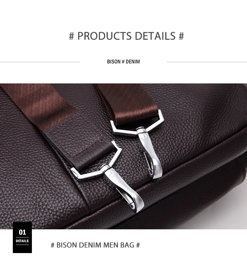 Бренд BISON DENIM, представляет мужской натуральная кожа Для мужчин сумка 1" ноутбук портфель большой Ёмкость Для Мужчин's Бизнес сумка через плечо сумки W2333-4