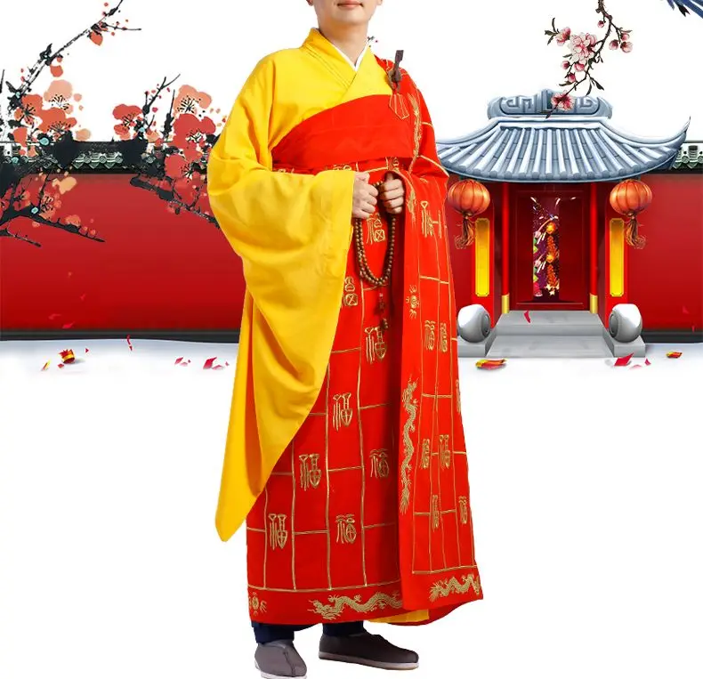 shaolin monk embroidered robe cassocks thousand Millennium Dragon suits buddha Buddhist lay zen clothing blessing uniforms | Спорт и