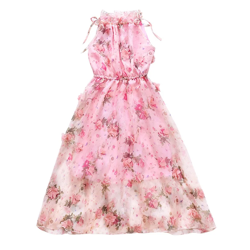 Summer Girls Dress Strap Shoulder Girl Beach Dresses Bohemian Kids Floral Teenage Clothes 6-14 Year kids' wear | Детская одежда и