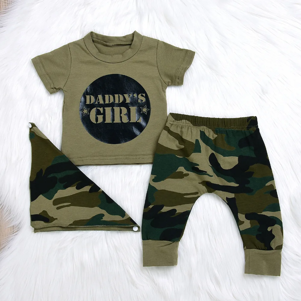 Для новорожденных одежда для малышей мальчиков и девочек Футболка с камуфляжным