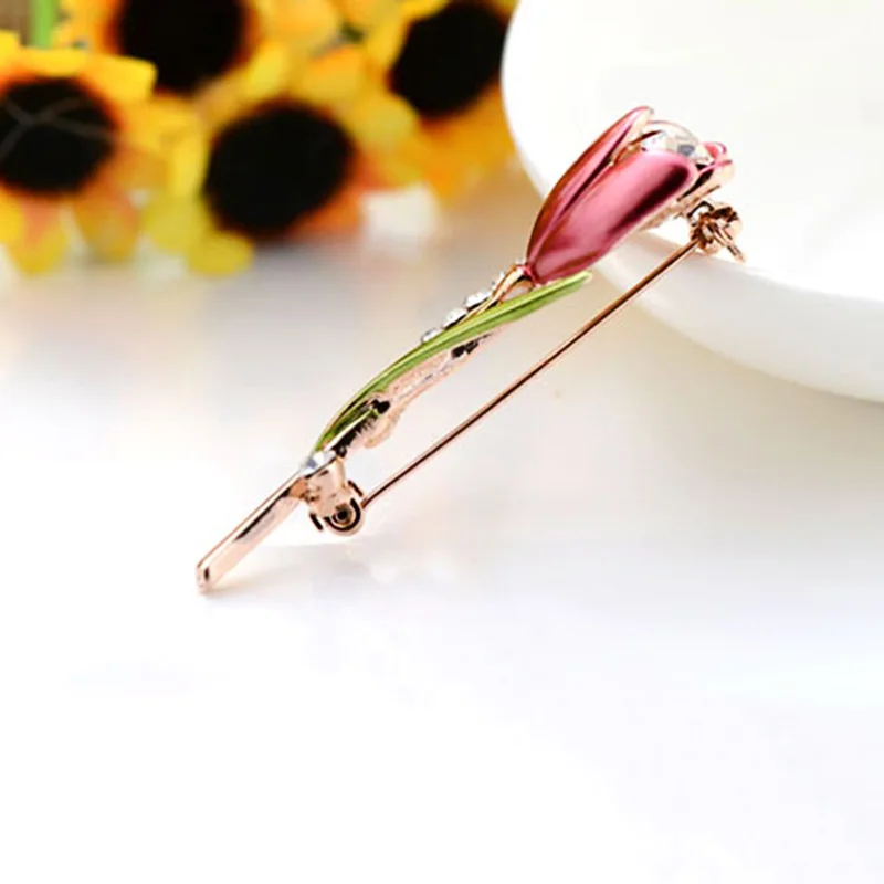 1 шт. брошь в форме тюльпана с кристаллами|Броши| |