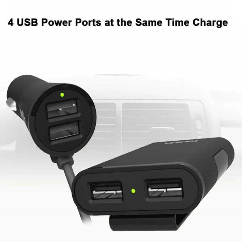JKING 4 Ports QC3.0+2.4A+3.1AUSB Car Charger Universal USB Fast Adapter with 5.6ft Extension Cord Cable for MPV Phone | Мобильные