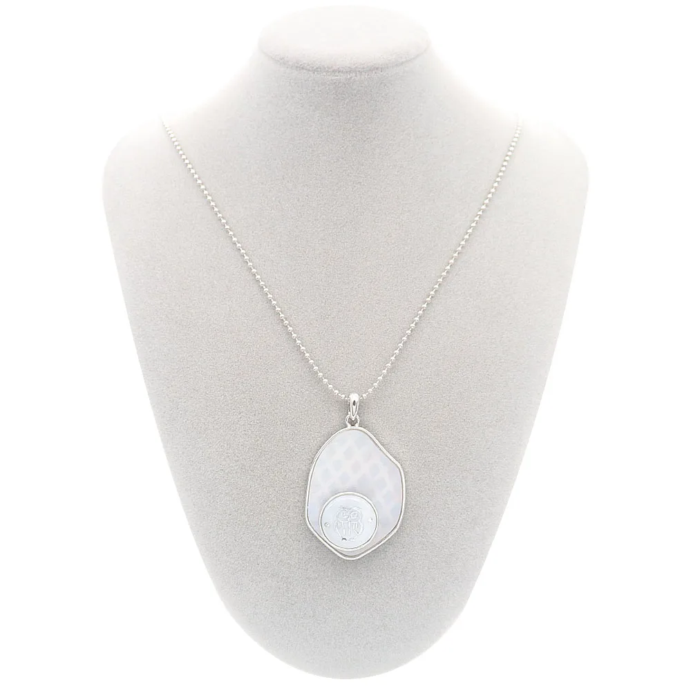 White Acrylic pendant Necklace with 80CM chain KC1095 fit 20MM snaps jewelry irregular shape Chain Bohemia Chic | Украшения и