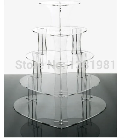 

Wedding Acrylics 5 Tier Clear Heart Acrylic Party Cup Cake Stand