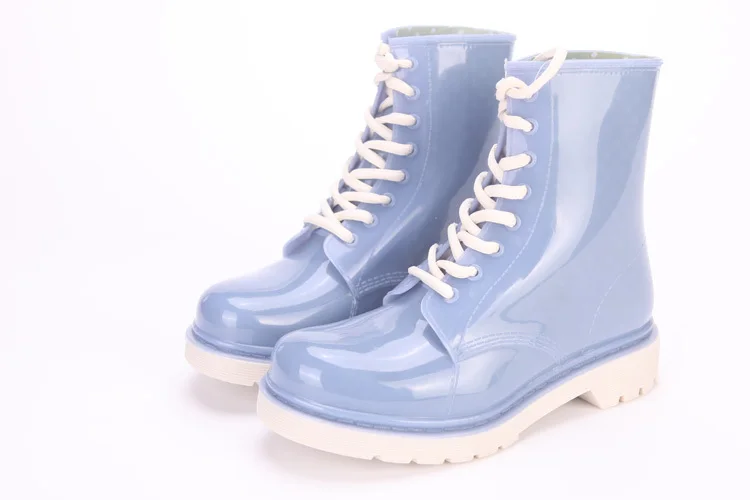 Women's Creamy Clear Jelly Rain Boots Anti-slip Waterproof Lace-up PVC  Rubber Martin Rain Wellington Rainboots Gumboots Galoshes - купить по  выгодной цене | AliExpress