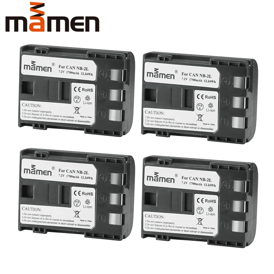 Mamen 4 шт. NB 2L NB2L 2LH 1700 мАч аккумуляторная батарея для цифровой камеры CANON 350D 400D G7 G9 S30