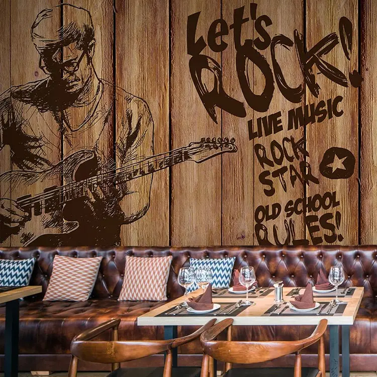 3d фреска на заказ винтажная ковбойская деревянная настенная кирпичная стена для