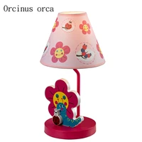 cartoon creative red flower desk lamp children bedroom bedside lamp modern personality led iron decorative table lamp