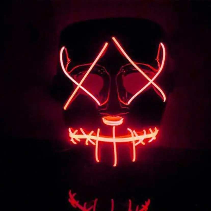 Пластиковые и EL wire the Purge Movie Wire DJ вечерние костюмы на Хэллоуин СВЕТОДИОДНАЯ маска