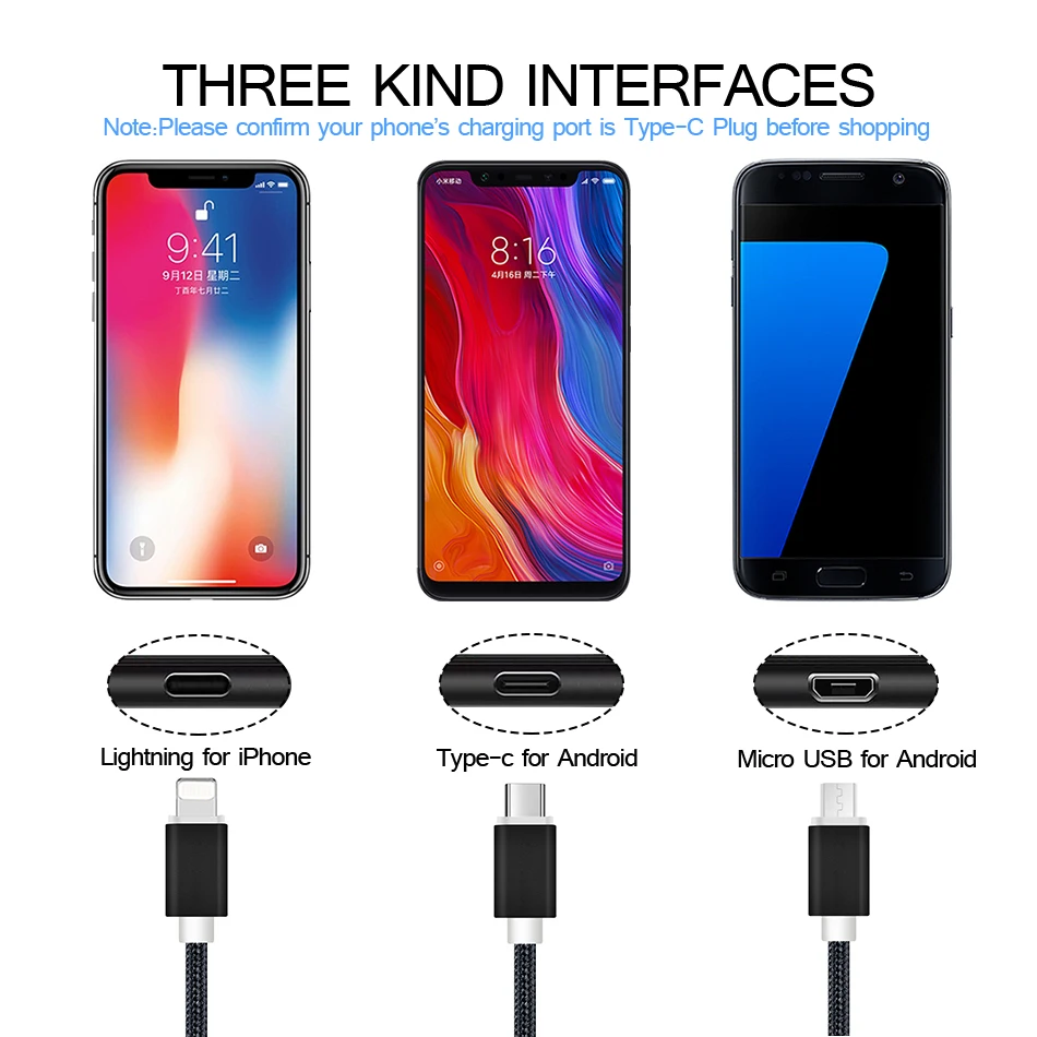 Кабель usb type C для быстрой зарядки huawei P20 Lite P30 Pro c зарядное устройство 2 м Xiaomi Mi 8 9 se