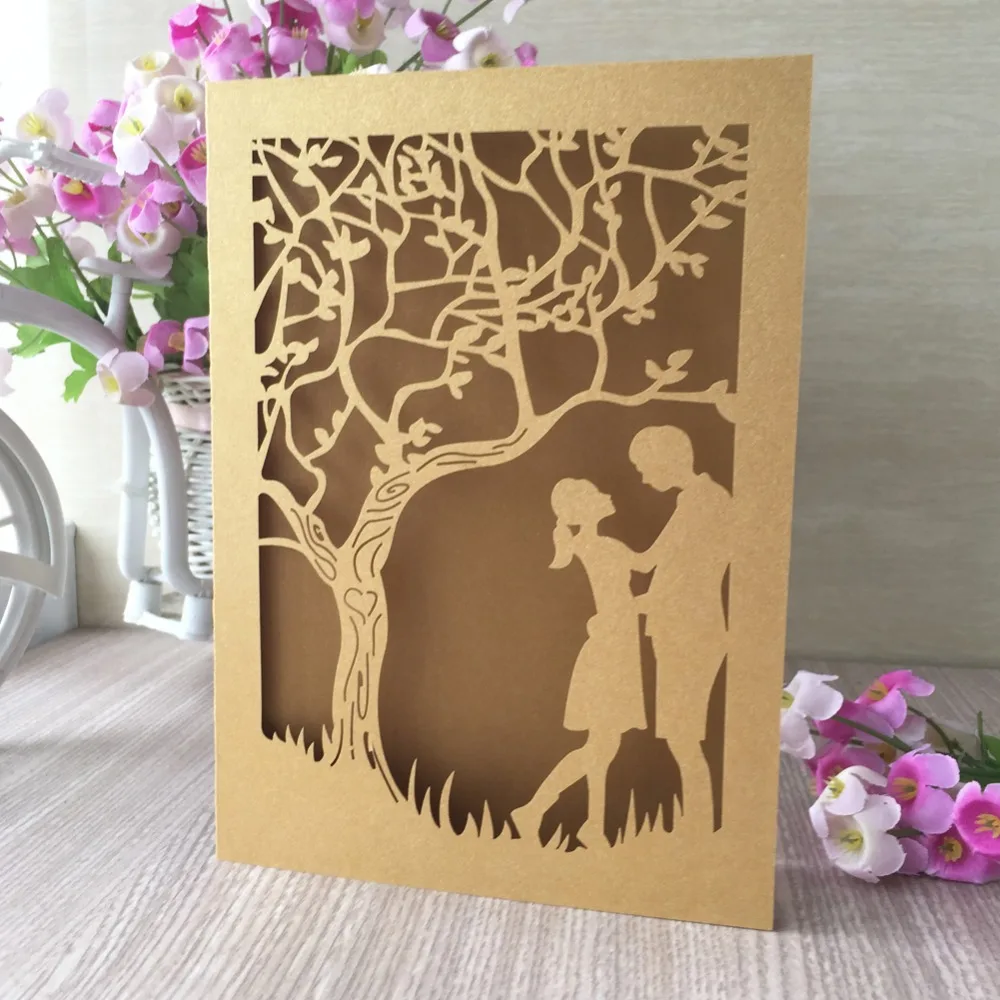 20 шт./лот пригласительная открытка на свадьбу с надписью Love Tree или вечеринку день