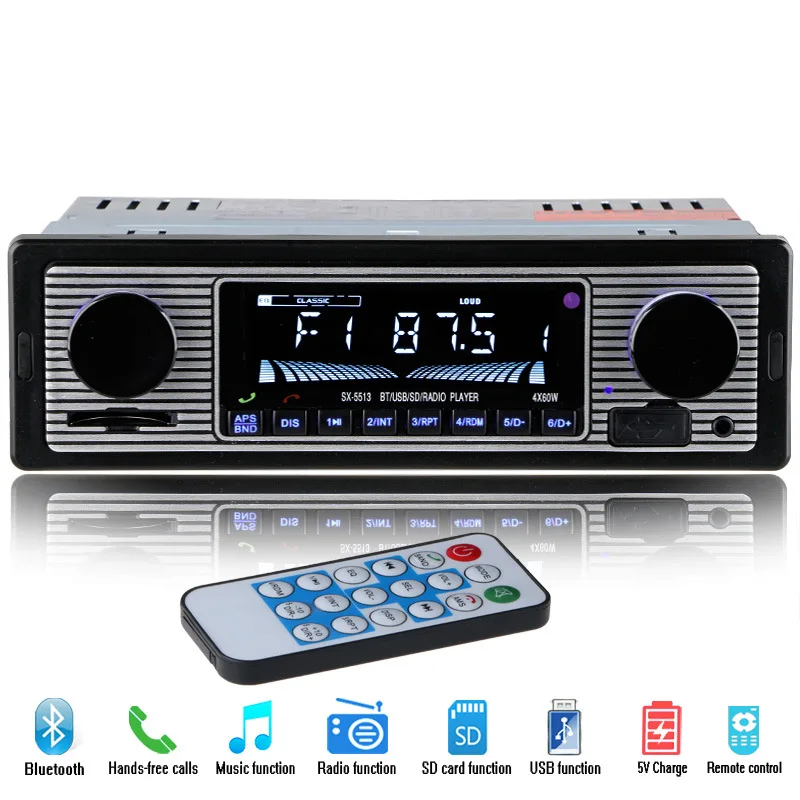 12 V Bluetooth Авто радио плеер 1DIN стерео аудио FM MP3 радиоприемник Поддержка Aux Вход SD USB