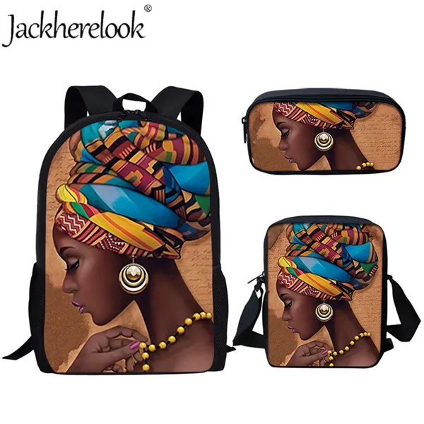 HME1069CEK Jackherelook школа моды в комплекте с набором подходящих сумок для детей черный арт в африканском стиле с принтом для девочек Школьный рюкзак; рюкзак для девочек-подростков, Satche - Цвет: HME1069CEK