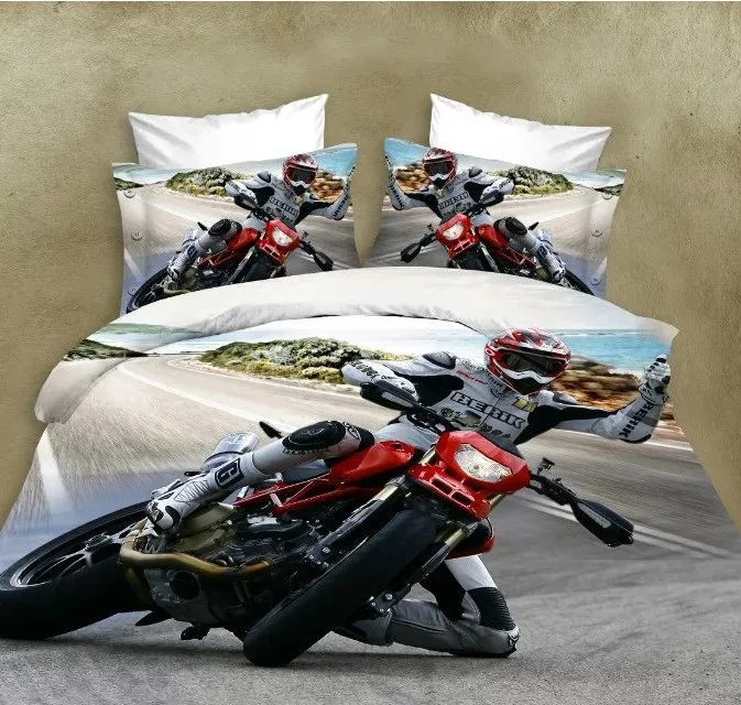 3D набор постельного белья для мотоцикла одеяло пододеяльник кровать в пакете