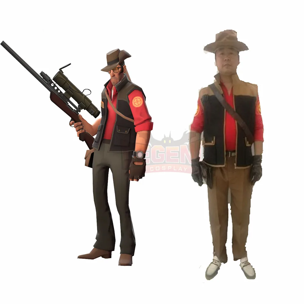 Игра команда Fortress 2 Снайпер косплей костюм полный набор взрослых Хэллоуин костюм на заказ
