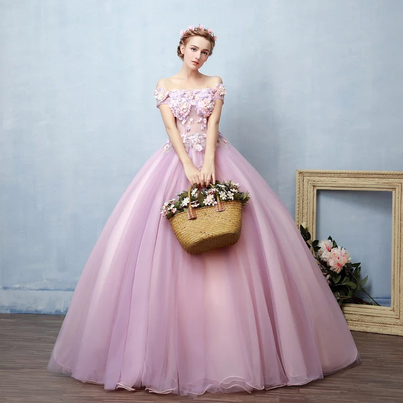 Ruthshen Фея пышное платье ручной работы 3D цветы розовый бальное Illusion Vestido дебютантка