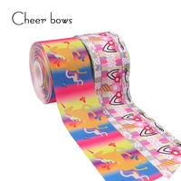 2ylot 3 75mm grosgrain ribbon monocerus printed diy hairbows accessories holiday decorations materials gifts packing warrping