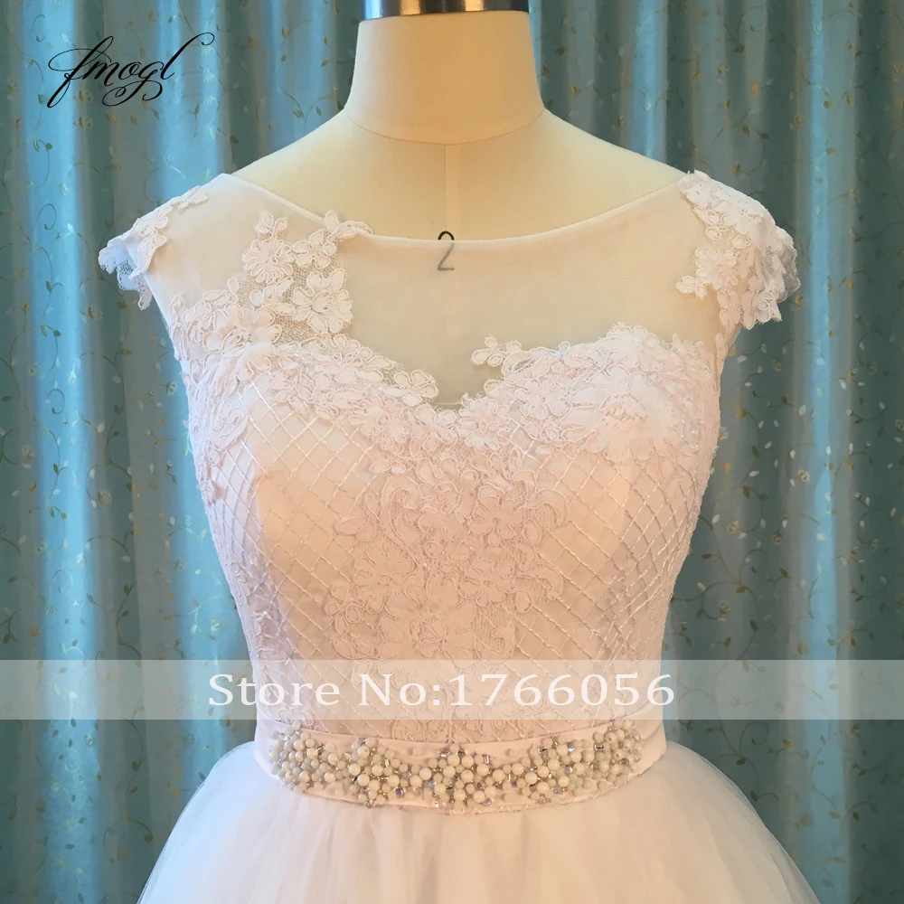 Fmogl Vestido De Noiva кружевное свадебное платье принцессы 2019 без спинки Аппликация