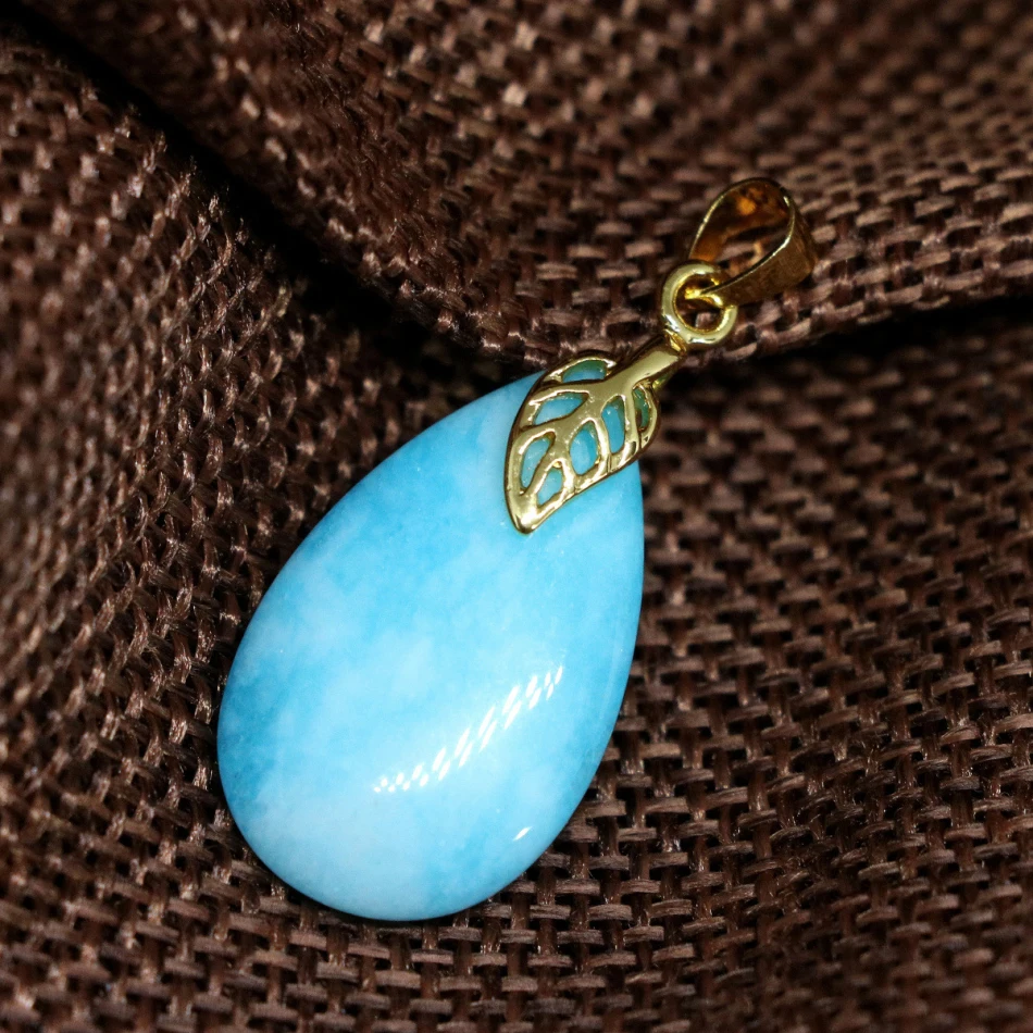 Fashion teardrop pendant blue jades chalcedony stone high grade fit for diy chain necklace accessory jewelry making 15*25mmB1868 | Украшения