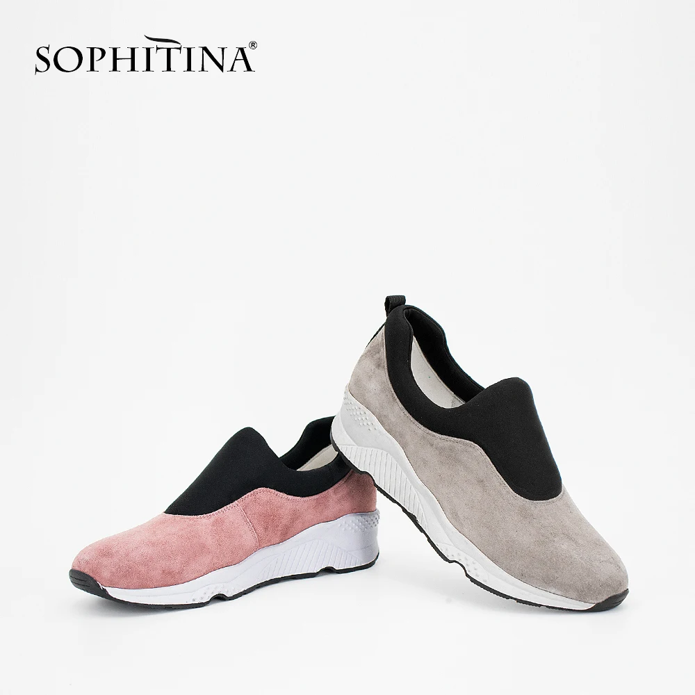 SOPHITINA/Повседневные кроссовки ручной работы цвет розовый черный серый замшевые
