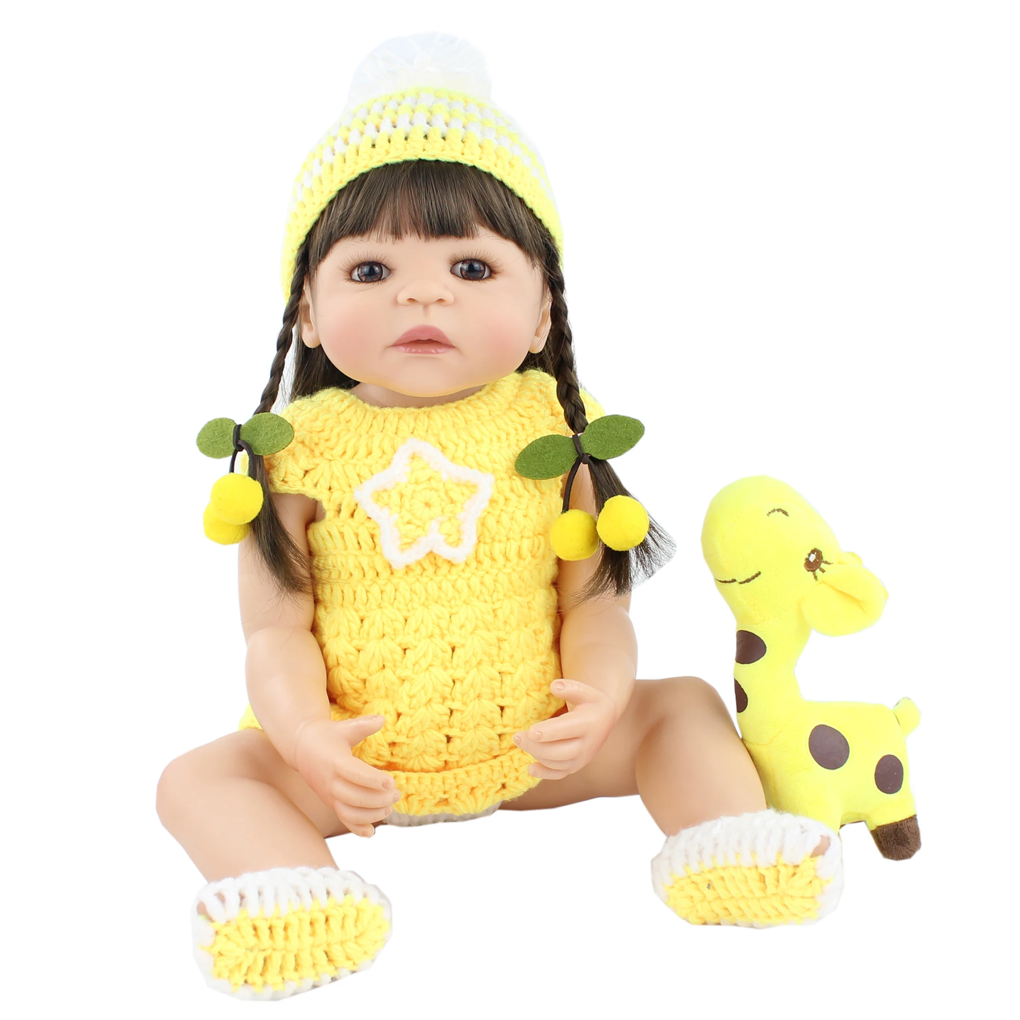 55 см полный Силиконовый Reborn Baby Doll игрушка для девочек Новорожденные длинные волосы принцесса малыш живые Младенцы Реалистичная классическая игрушка