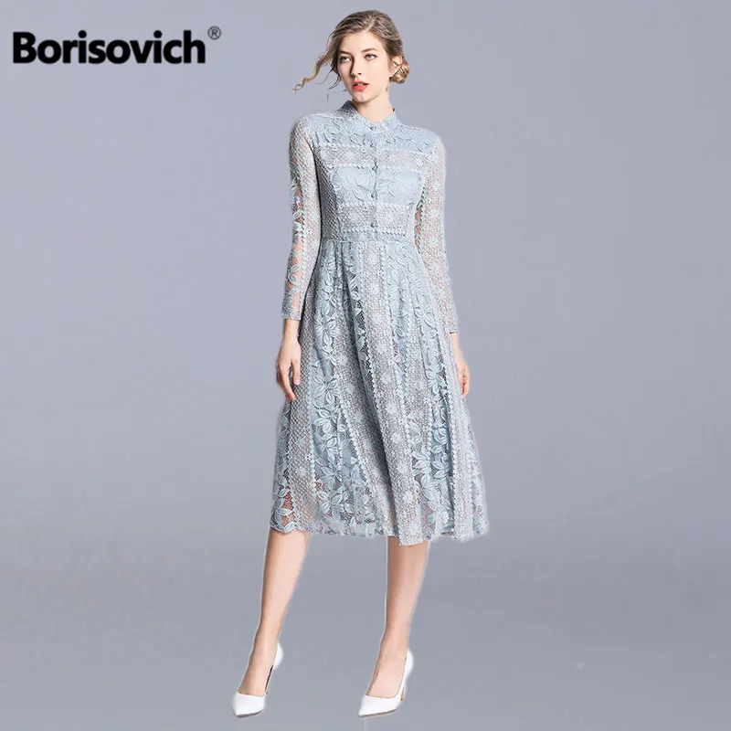 Borisovich женское ТРАПЕЦИЕВИДНОЕ длинное платье, бренд, Весенняя мода, роскошные открытые кружевные Элегантные женские платья для вечеринок N671