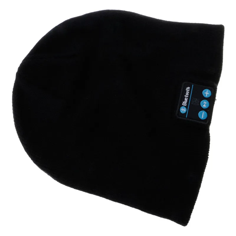 Черный Rechargeable Wireless Bluetooth Music Headset Speaker Smart Warm Knitted Hat Running hat - Цвет: Черный