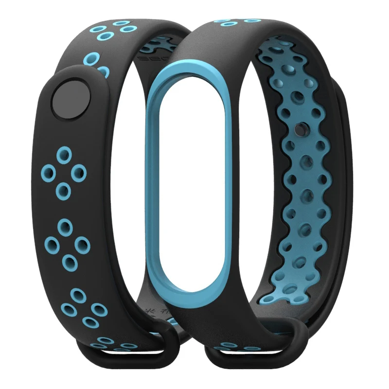 Mi Band 3 4 ремешок Спортивные Силиконовые часы наручные часы браслет mi band 3 аксессуары ремешок mi band 3 Смарт-браслет для Xiaomi mi Band 3 4 - Цвет: Black blue