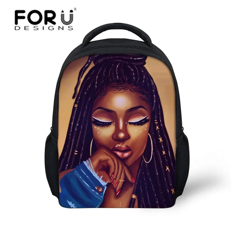 FORUDESIGNS/детские мини-сумки на плечо для школы, черные художественные африканские американские школьные сумки для девочек, детские рюкзаки для детского сада - Цвет: YQ4099F